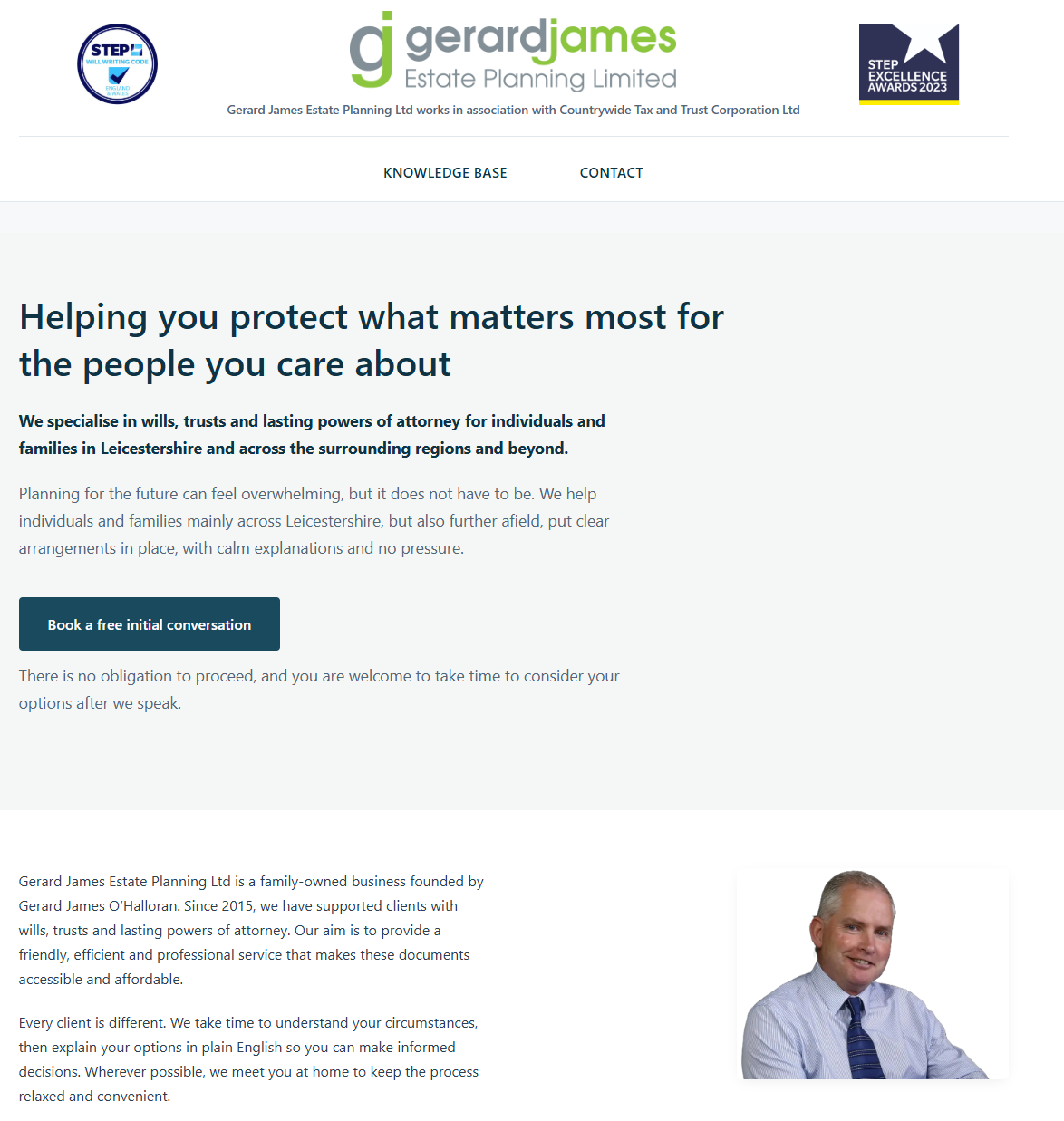 Gerard James Estate Planning website structure result